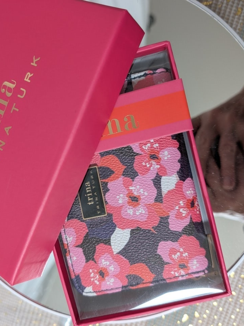 Trina Turk Black Wallet with Pink Floral Print - Picture 4 of 4